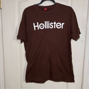 Hollister Dark Brown Crewneck Tee with Red Logo Tag